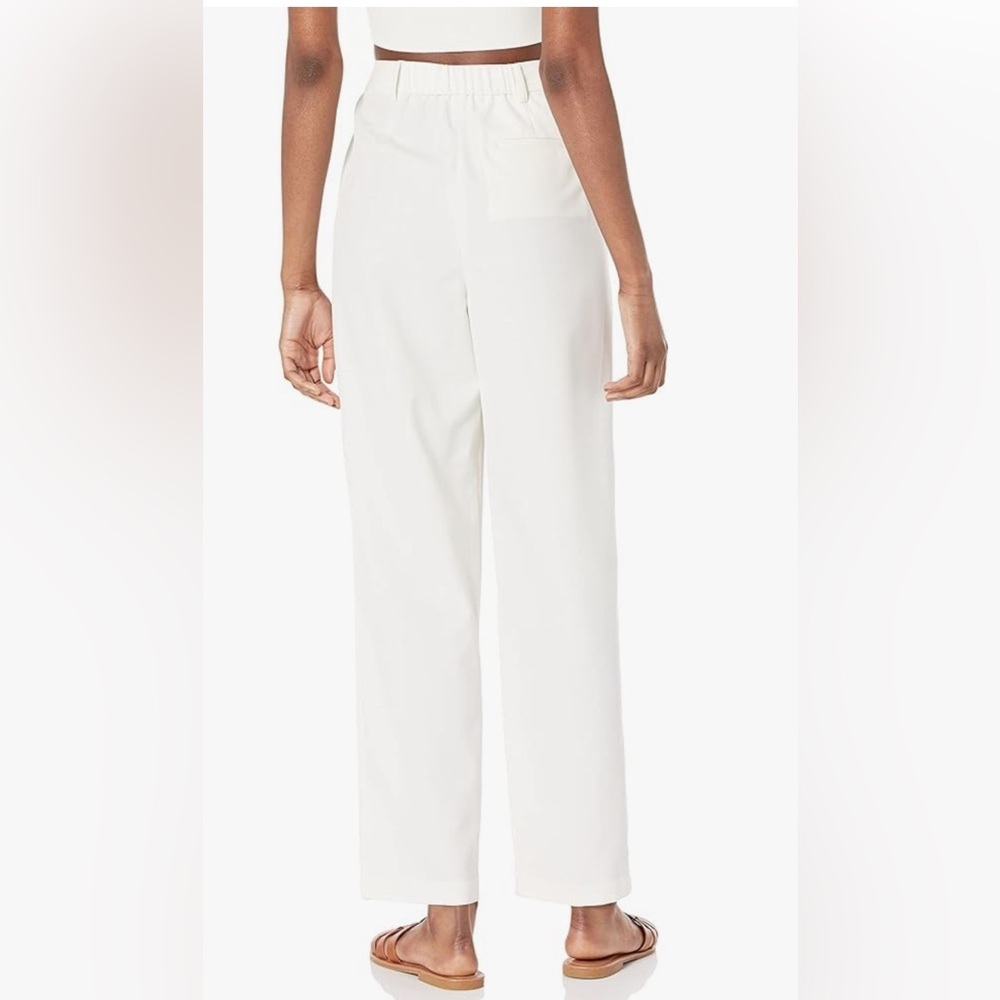 Ivory Pleated High Waist Straight Trousers - Picture 5 of 16